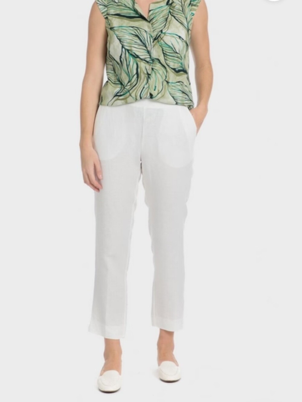 Punt Roma 100% Linen White Cropped Pants Size 10
